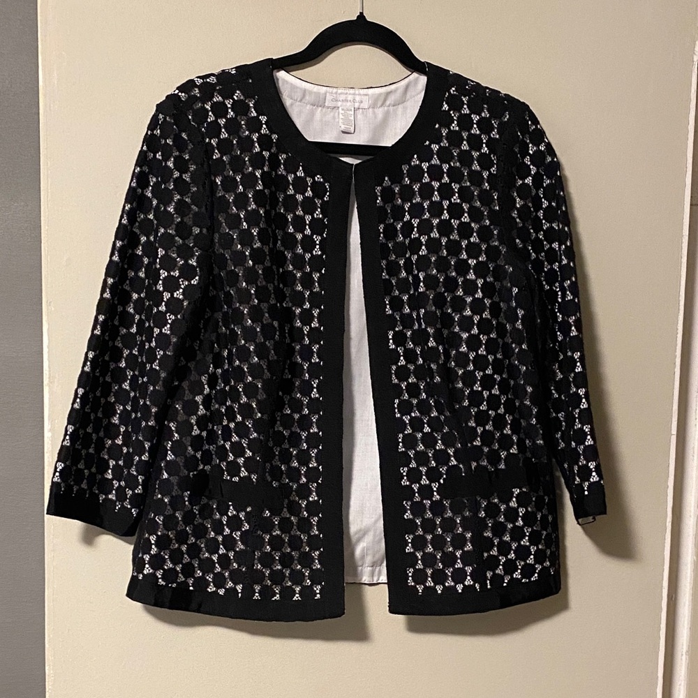 Charter Club Black and White Blazer with Elegant Design